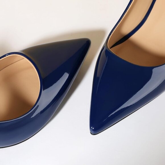 Women Slingback Heels Faux Leather 2.5 Inch Kitten Pointed Toe Pumps Dress - Picture 4 of 6